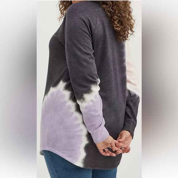 Torrid Tunic pullover Sweatshirt Cozy Fleece Tie Dye Black Pink Purple 2XL - Picture 3 of 10